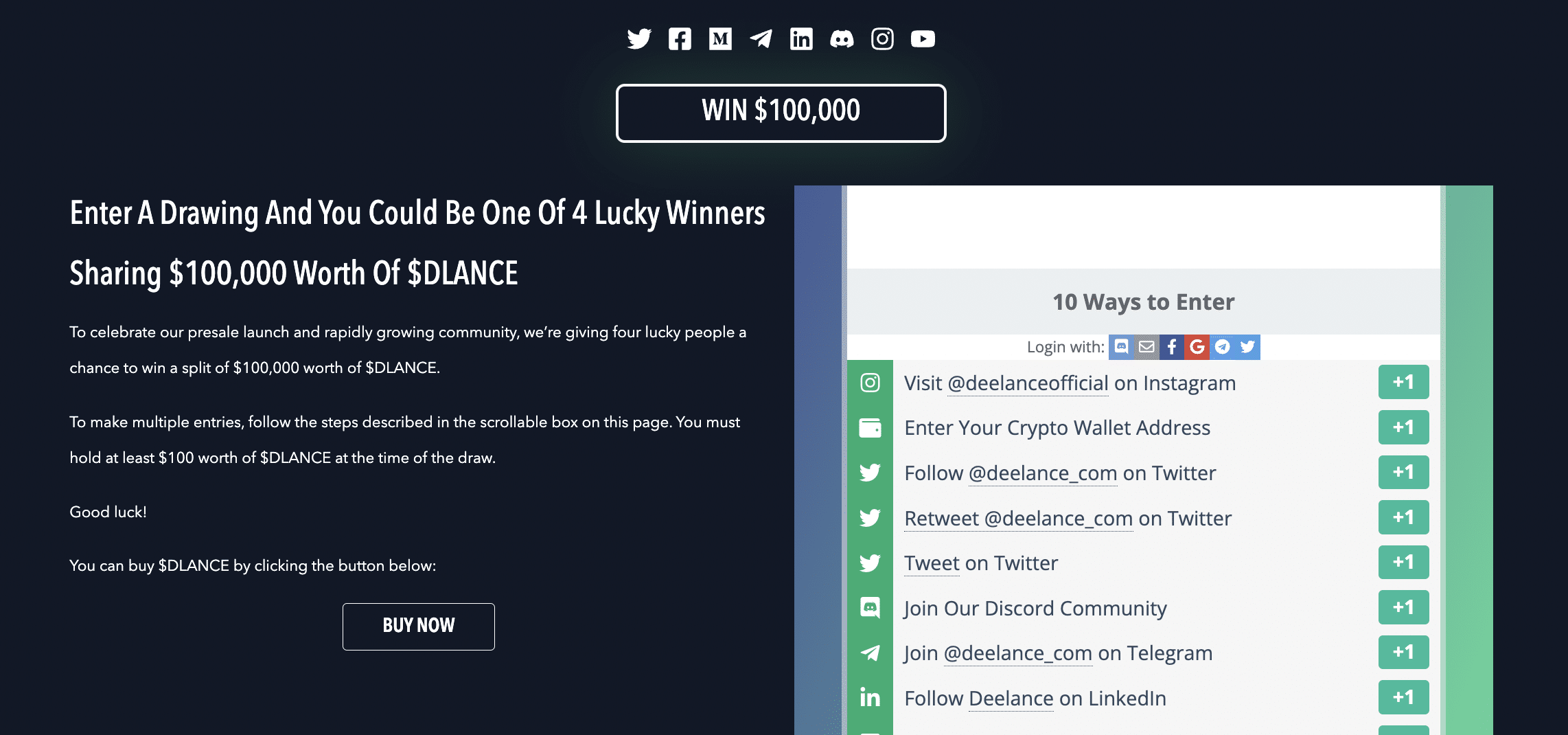 DeeLance $100k giveaway