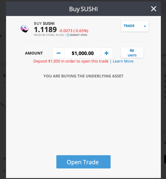 buy sushiswap eToro