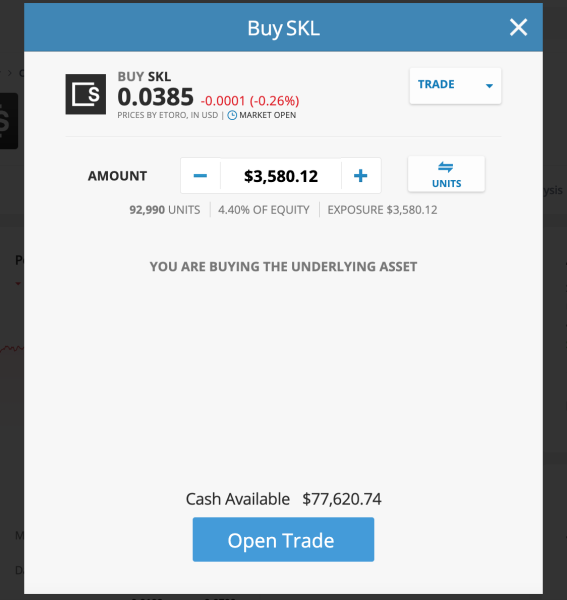 eToro buy SKL