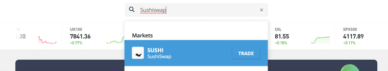eToro search sushiswap