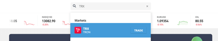 search TRX eToro