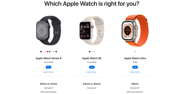 Apple Watch page