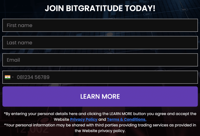 Create BitGratitude Account