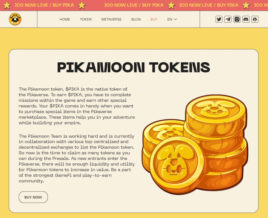 The $PIKA token is an altcoin based on the Ethereum chain you can buy with ETH or USDT