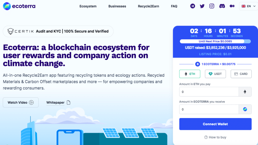 Ecoterra $3.8 million presale