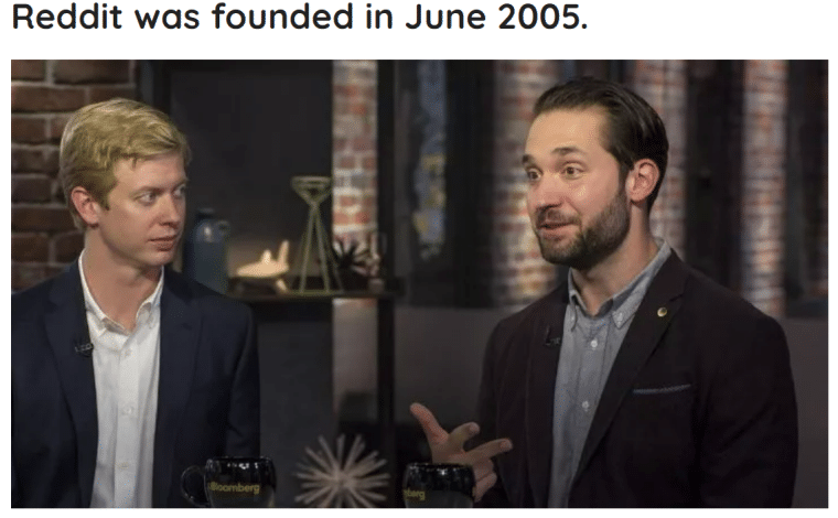 Reddit was founded in June 2005
