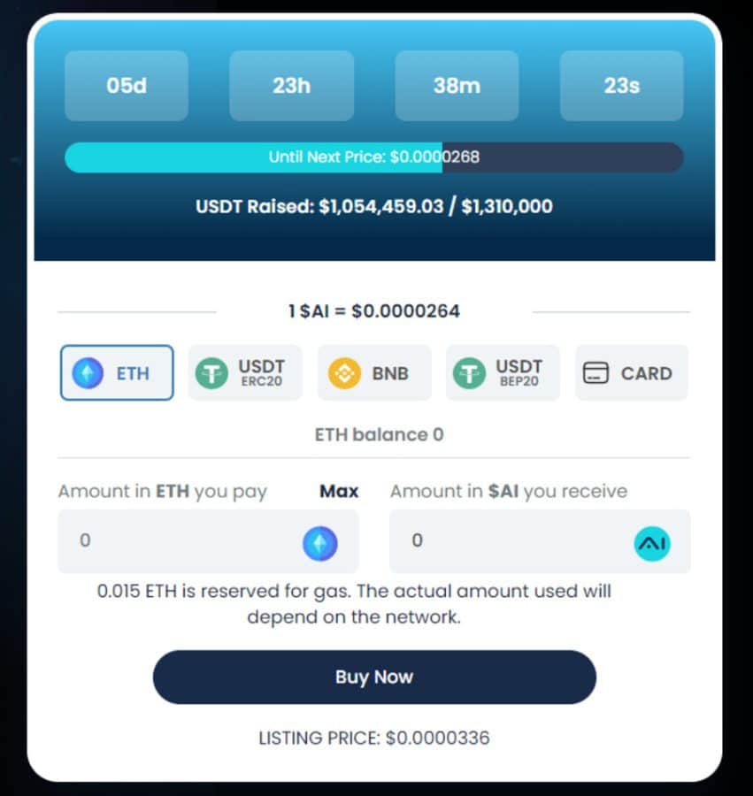 Clicking the Buy Now button will open a popup allowing you to connect your wallet. 