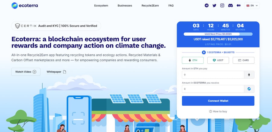 Ecoterra uses the same named token to ensure the growth of the platform. 