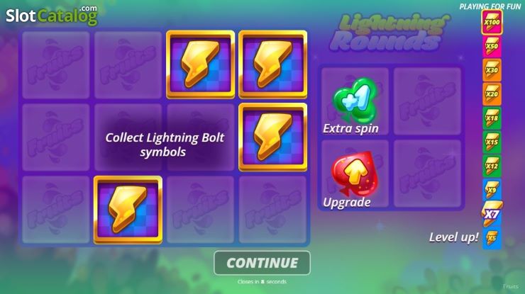 Fruits Slot Lightning Bonus Round