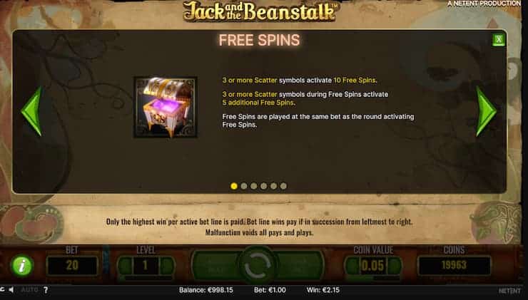 Jack and the Beanstalk free spins