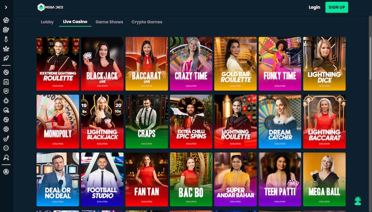 Mega Dice live casino