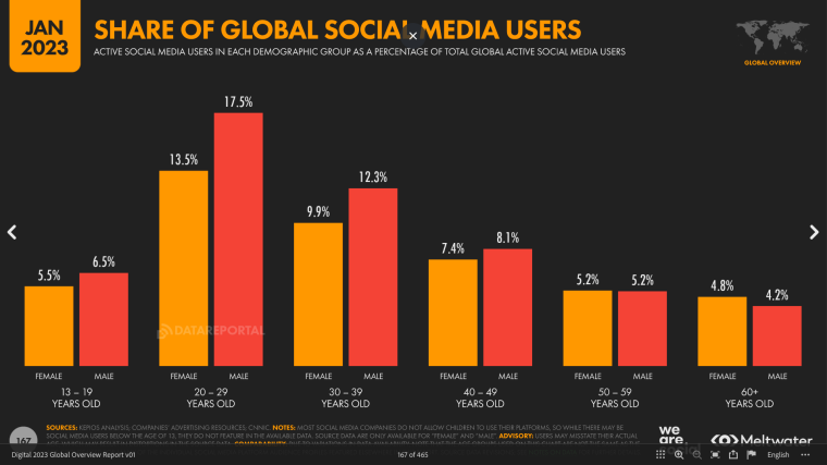 Global Share of social media