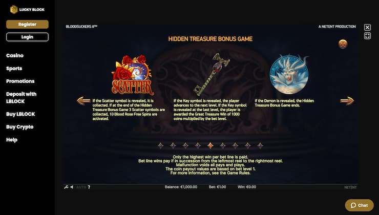 Blood Suckers II Hidden Treasure Bonus Symbols