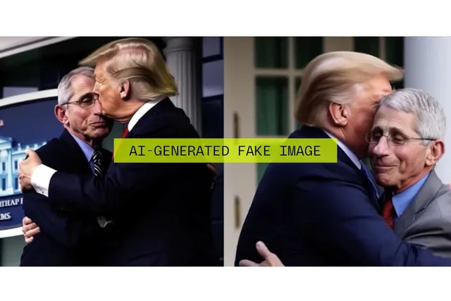 Fake AI Photos of Trump Kissing Fauci Used in DeSantis Campaign Video - Is This Legal?