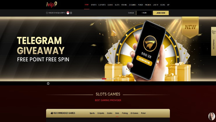 The homepage of the IVIP9 casino and sportsbook