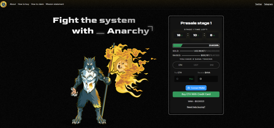 Anarchycoin ($ANA) is currently in presale, and you can buy it at a reduced price. 