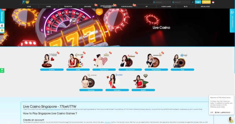 77bet live casino section