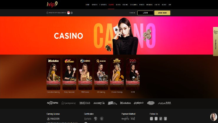 The live casino sections at the site