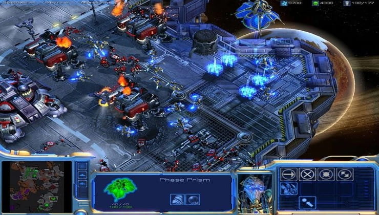 Battle ensuing in the StarCraft II video game