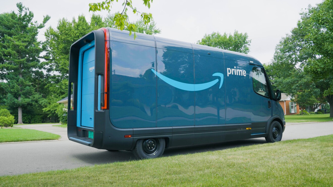 blue amazon delivery truck
