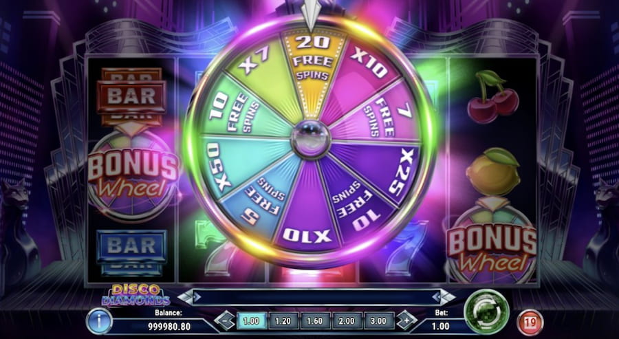 Bonus Wheel feature on a slot machine