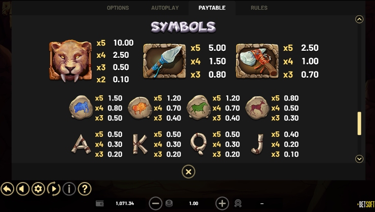 Slots Paytable