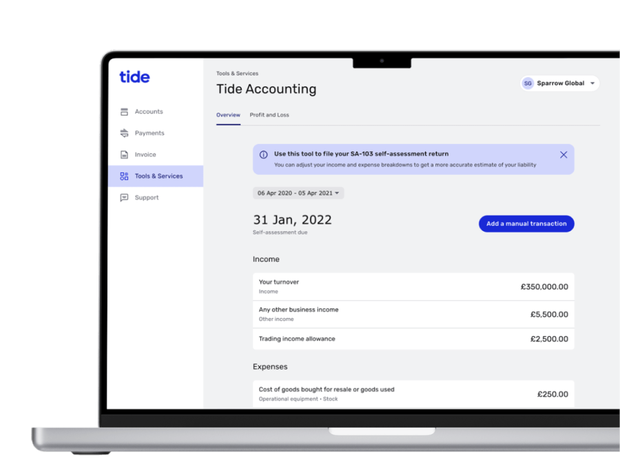 Tide | Best accounting software for cash flow insights UK