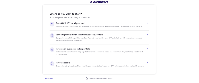 wealthfront log in