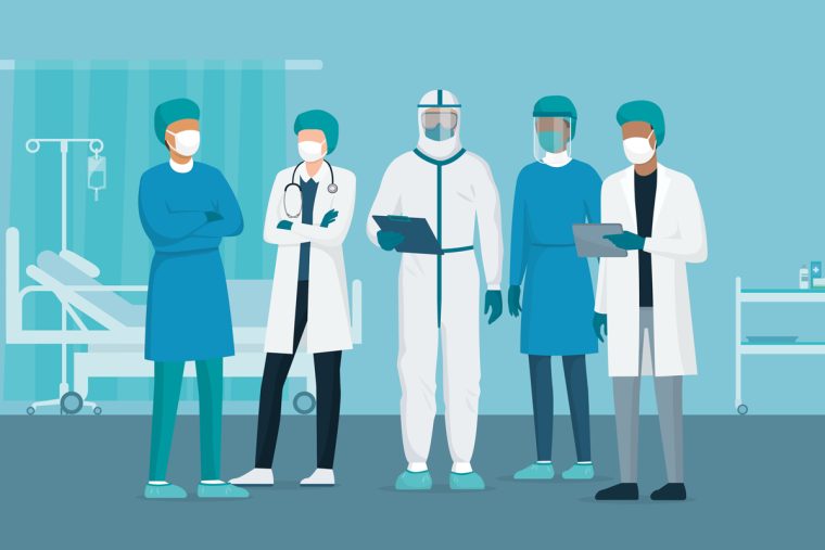 animated image of doctors and researchers