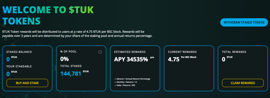 eTukTuk 34,535% staking APY