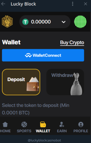 lucky block deposit withdraw