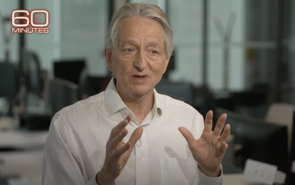 Geoffrey Hinton on 60 Minutes, Screenshot from Youtube video