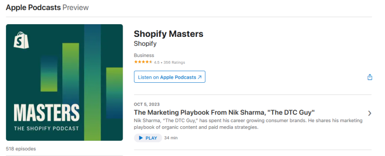 shopify masters podcast