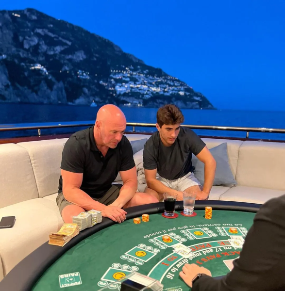 dana white playing blackjack with his son