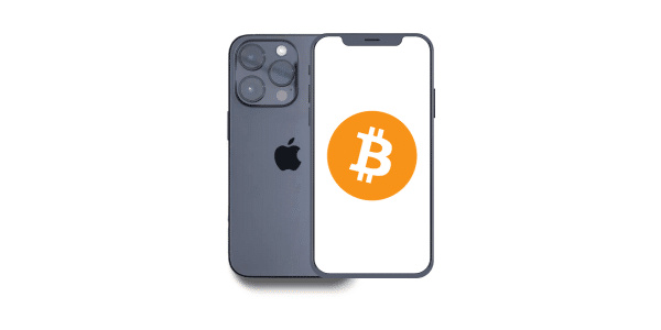 an iphone with a bitcoin logo on its screen