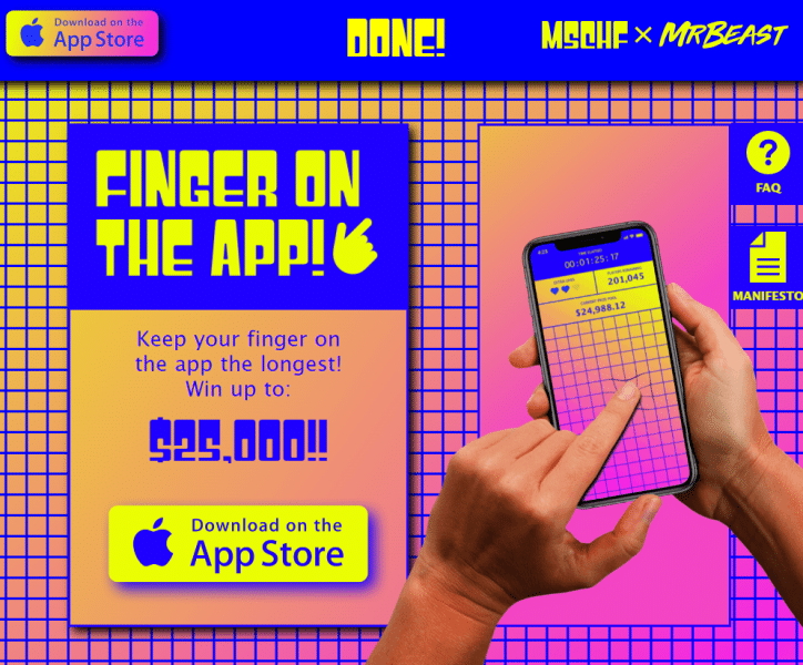 mr beast finger on the app