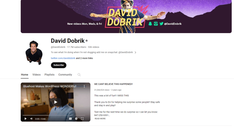 david dobrik youtube channel