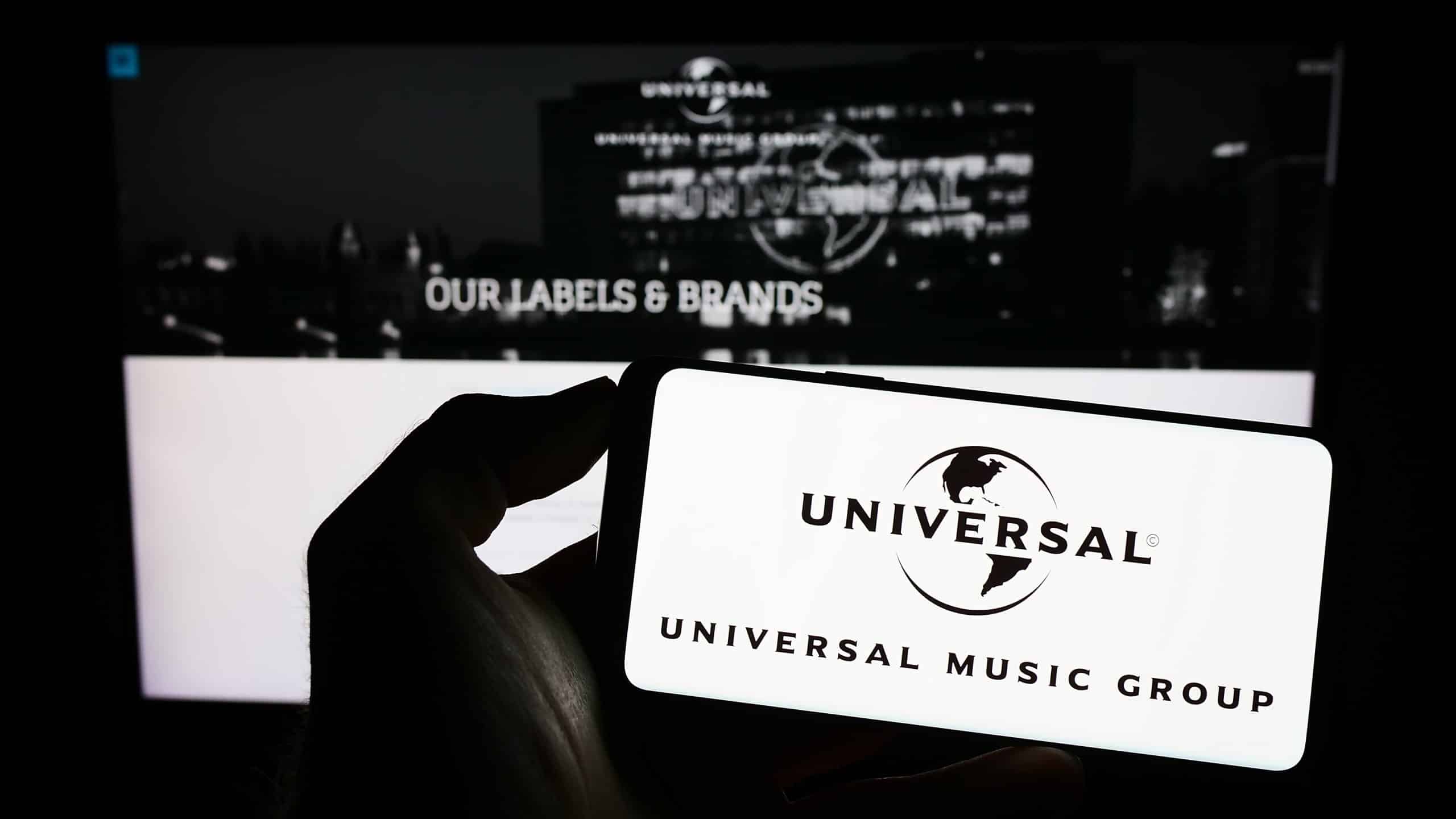 universal music group logo on a phone