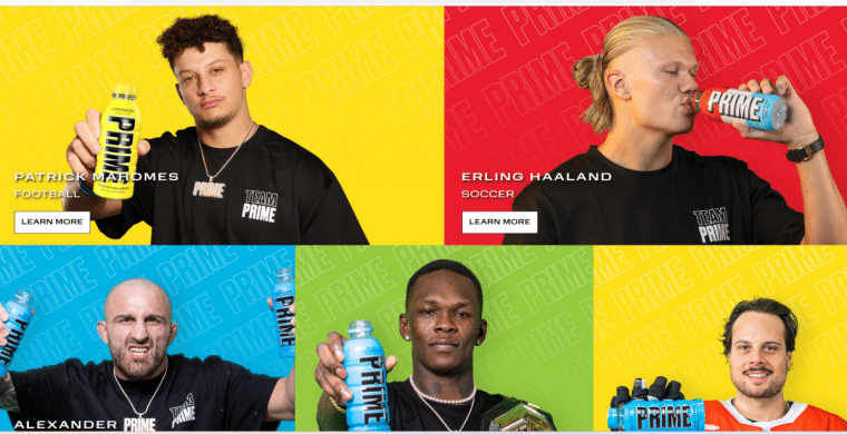 patrick mahomes and other athletes promoting Prime drinks