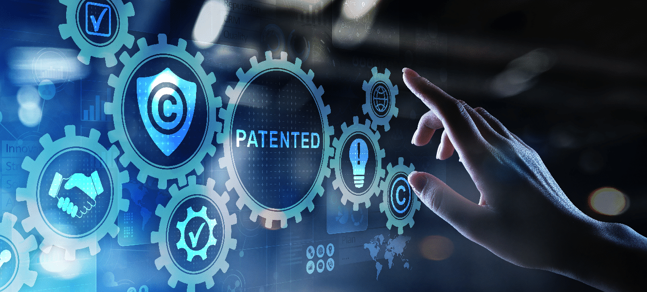 Screen with "Patent" and a finger hovering on top of it about to press it