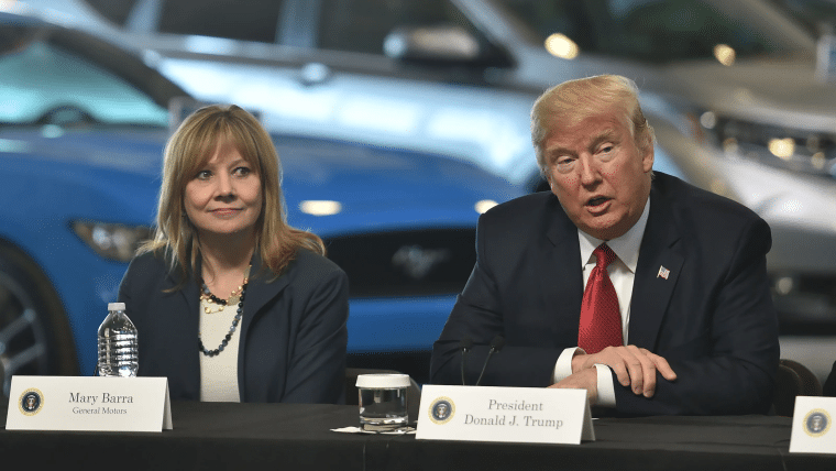 Mary Barra and Donald Trump
