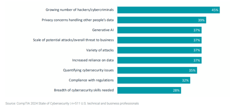 Graph showing the biggest cybersecurity concerns according to cyber security companies