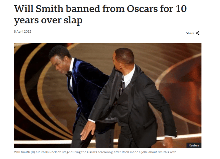 Will Smith slap headline
