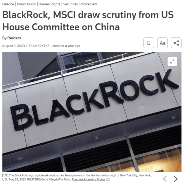 blackrock china scrutiny
