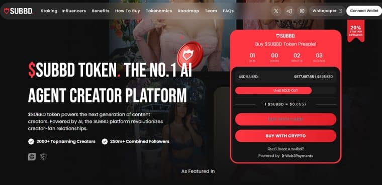 5. SUBBD – populiari kriptovaliuta, keičianti turinio ekosistemą