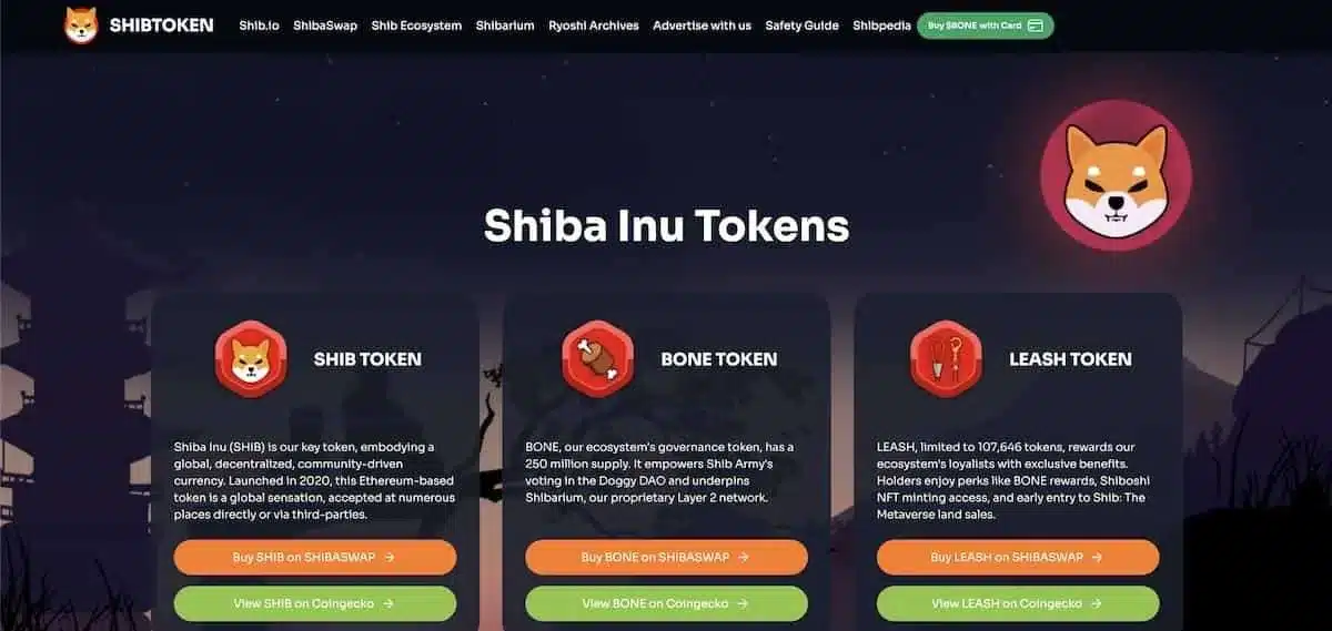 柴犬コインの公式サイトファーストビュー