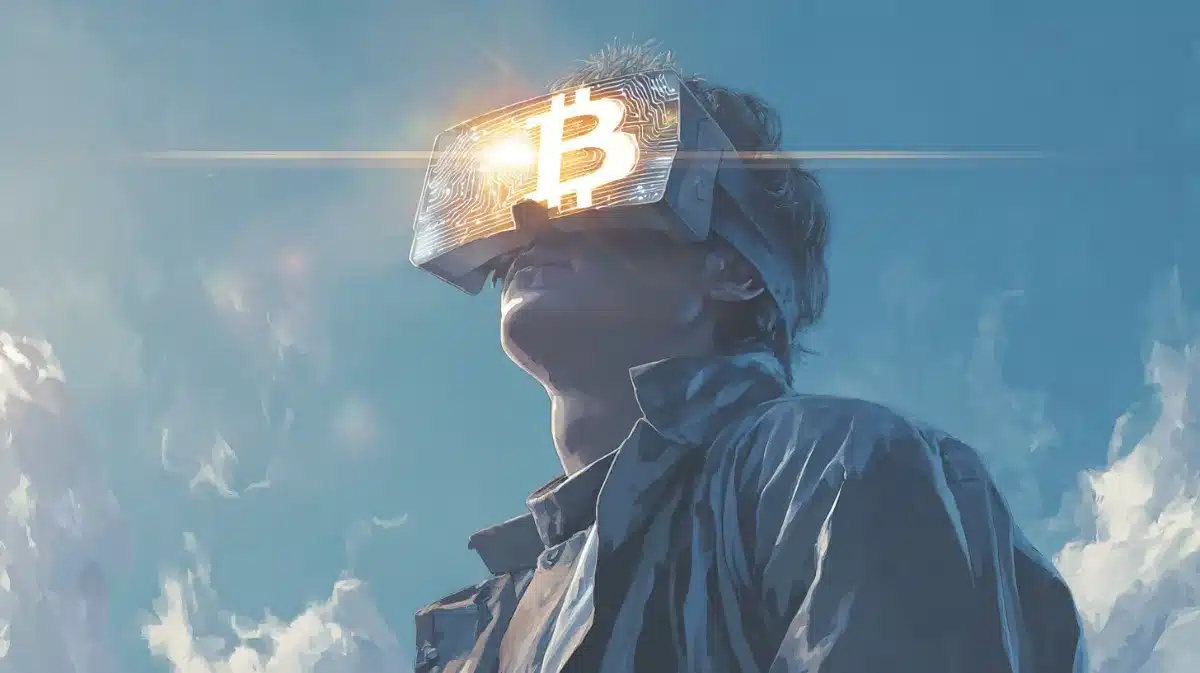 ビットコインメガネをかけた青春中の男子