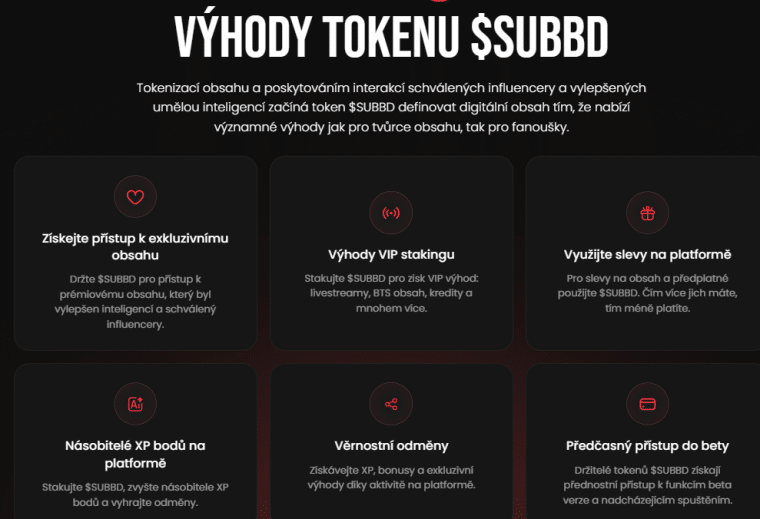 Výhody tokenu SUBBD