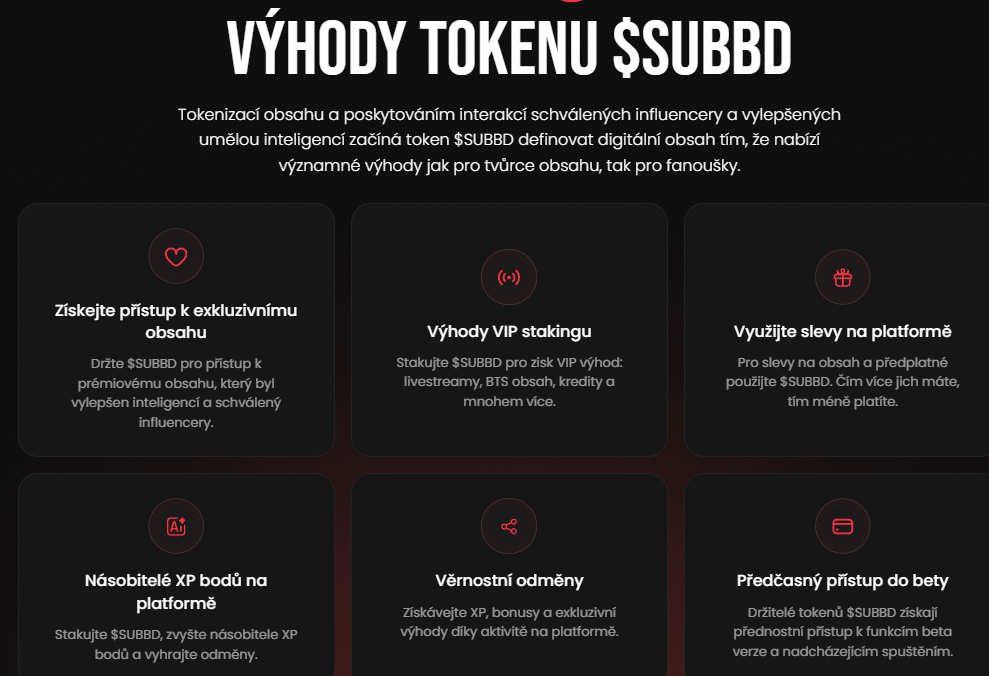Výhody tokenu SUBBD