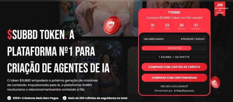 Homepage SUBBD nova criptomoeda